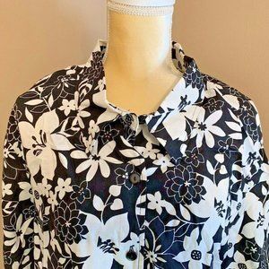 Chandia women's blouse Sz 2XL Black & white Floral